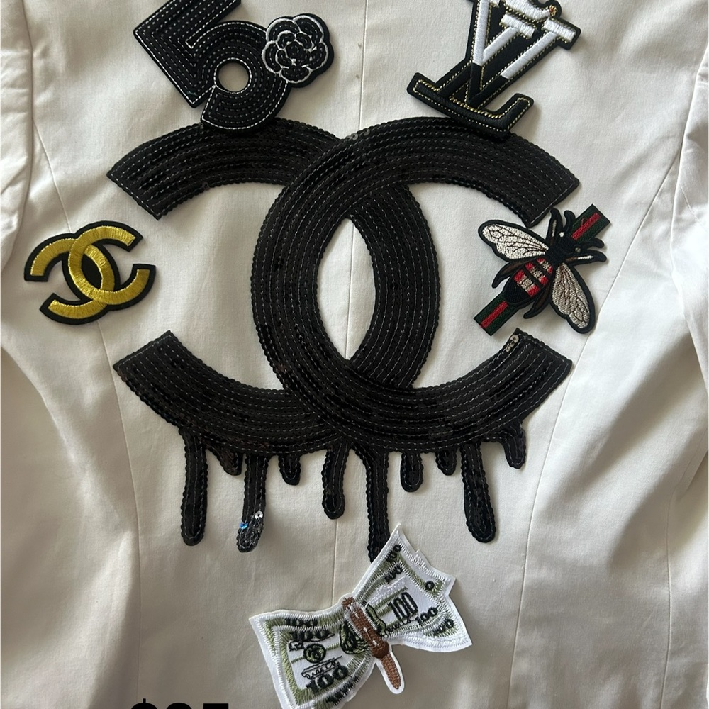 Embroidered Double-C Logo and more Patches DIY fashion Jacket
